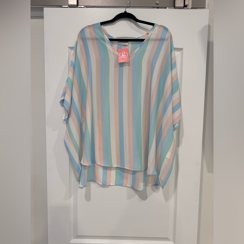L Mae Boutique Striped Kimono Shirt Size M/L
